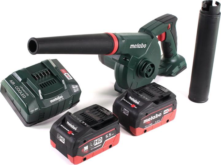 Actual product image Metabo AG 18 Battery blower 18 V + 2x LiHD battery 5.5 Ah + charger (Rechargeable battery operated, Leaf vacuums)