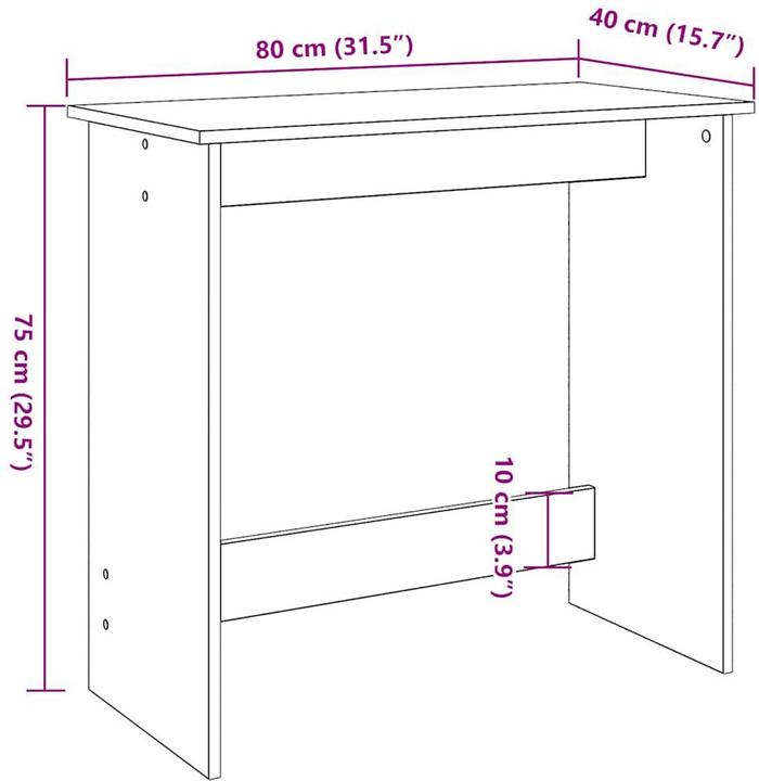 Produktbild vidaXL Schreibtisch Schwarz 84x40x75 cm Holzwerkstoff Bürotisch Tisch PC-Tisch (80 x 40 x 75 cm)