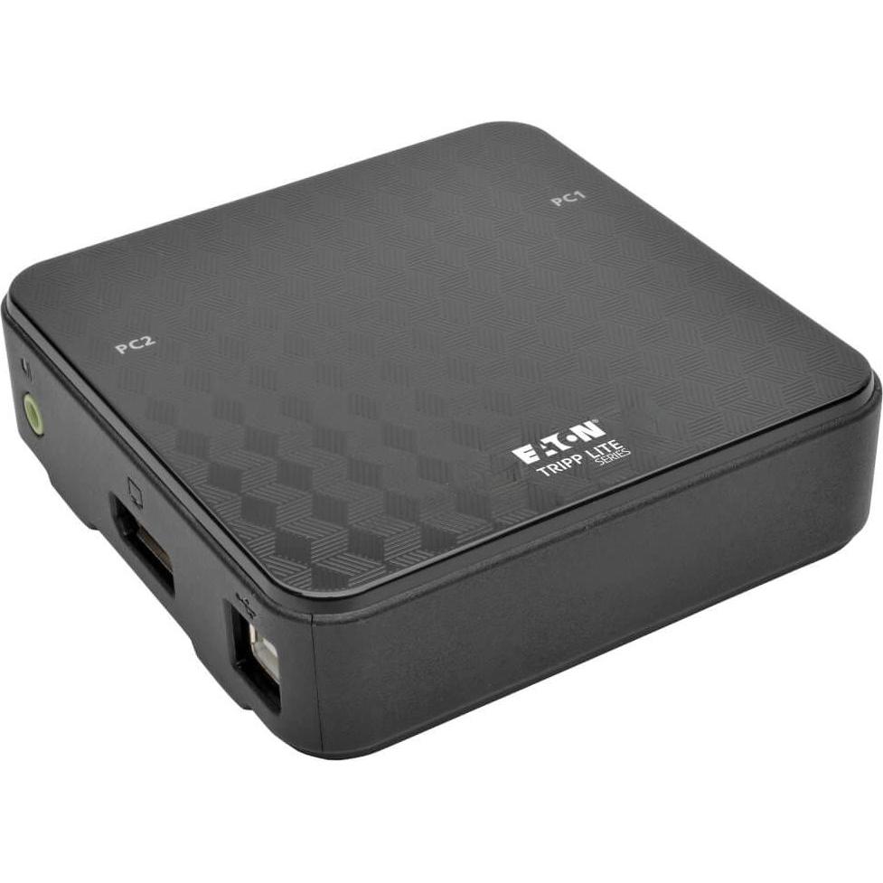 Eaton 2-Port DisplayPort KVM Switch 4K 60 Hz with Audio Cables and USB Peripheral Sharing, KVM Switch, Schwarz