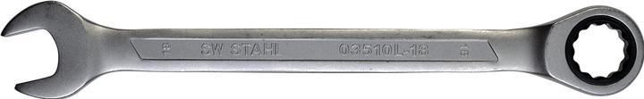 Actual product image SW-Stahl 03510L-18 Fork ring ratchet spanner 18 mm I fine-toothed with 72 teeth I open-end spanner with (18 mm)