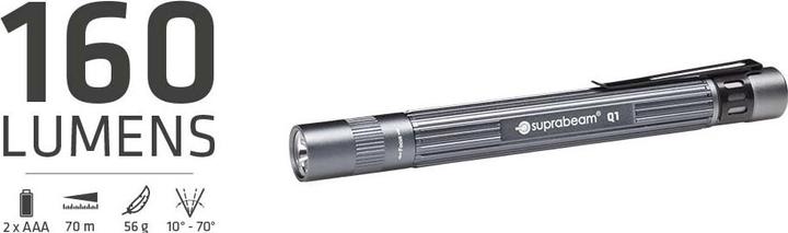Immagine prodotto Suprabeam Q1 Q1 Penlight LED alimentato a batteria 14,2 cm Grigio (14.20 cm, 160 lm)