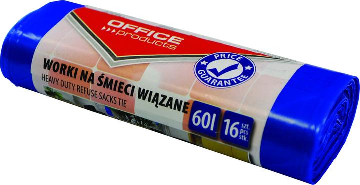 Produktbild Office Products Müllbeutel, zugebunden,, premium (ldhd), 60 l, 16 stück, blau (16 x, 60 l)