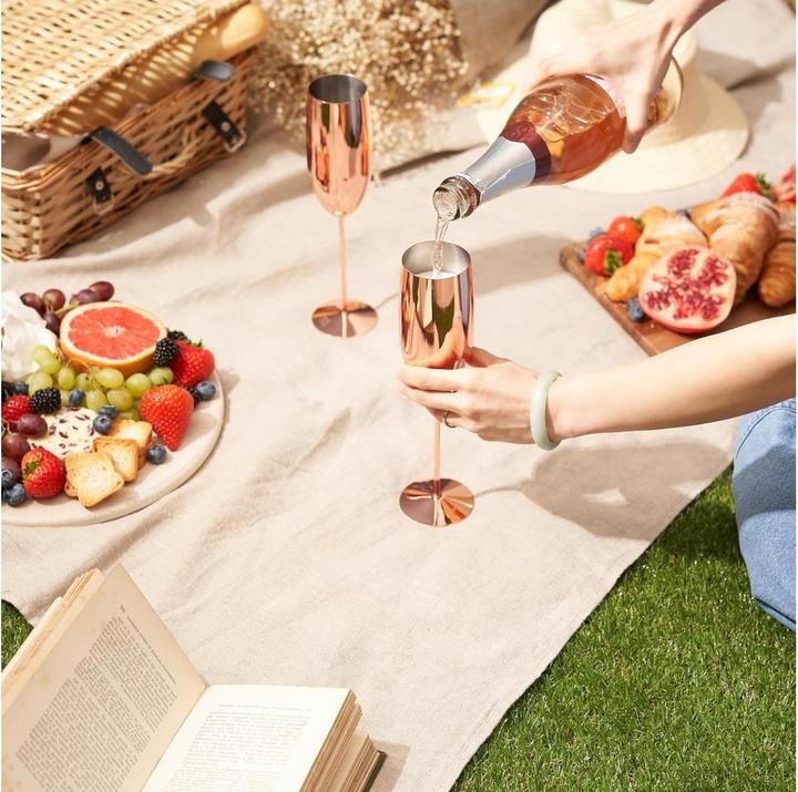 Produktbild Oak & Steel Edelstahl Sektgläser Rosegold 2er-Set (28.50 cl, 2 Gläser, Sektgläser)