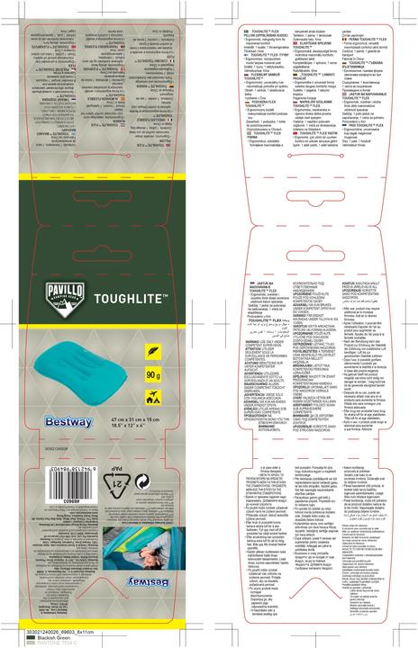 Actual product image Bestway Pavillo 18.5" x 12" x 6"/47cm x 31cm x 15cm ToughLite Flex Pillow, Blue, Monochromatic, Rect