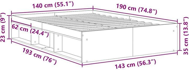 Produktbild vidaXL Bettgestell (140 x 190 cm)