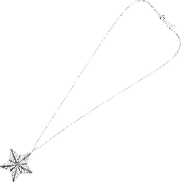 Ottaviani Rhodium-plated bronze necklace with black diamond glitter (61 - 64 cm)