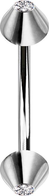 Produktbild Star Piercing Micro Banane silber mit zwei Cones Kristall silber (ohne Messing, Chirurgenstahl 316L)