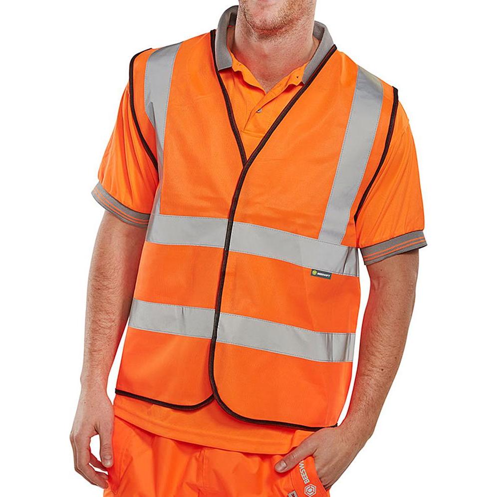 B Seen, Warnweste + Warnshirt, Weste Hi-Vis Orange XL (XL)