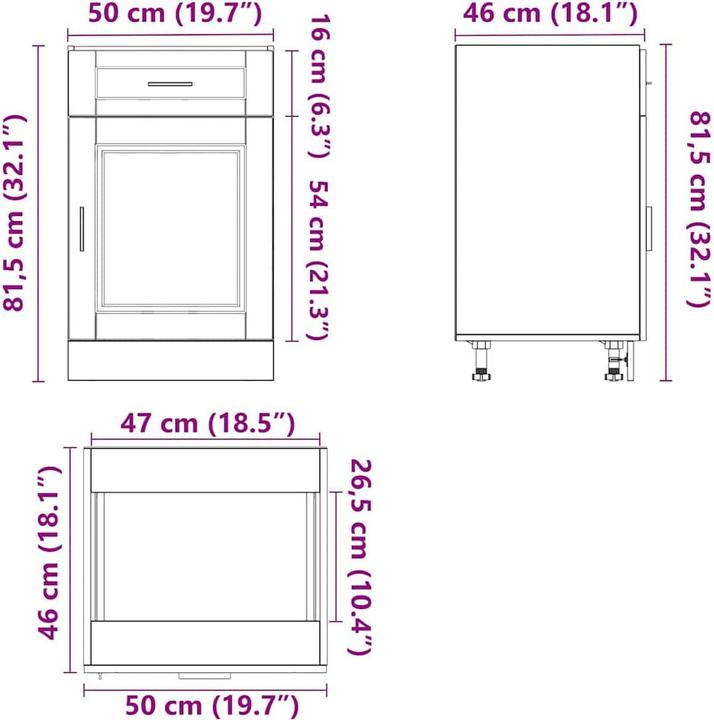 Produktbild vidaXL Küchenunterschrank (50 x 46 x 81.50 cm)