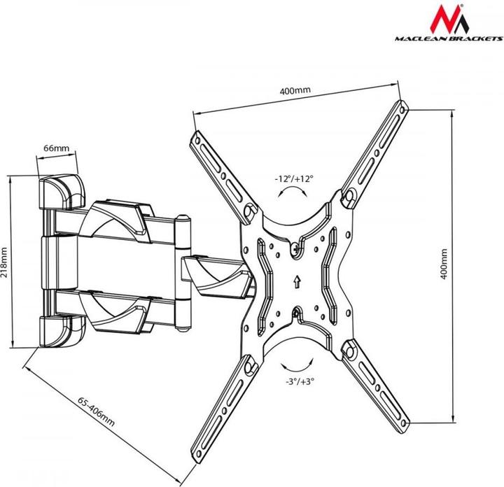 Image du produit Maclean MC-743 Support TV (50 pouces) (Mur, 30 kg, 13" - 50")