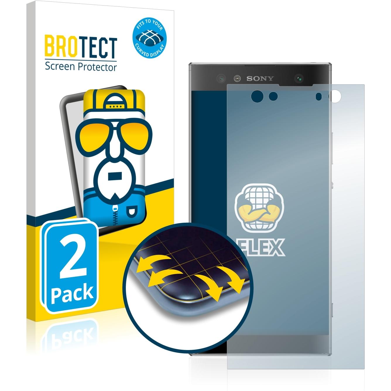 BROTECT Full-Cover Displayschutz (2 Stück, Sony Xperia XA2 Ultra), Smartphone Schutzfolie, Transparent