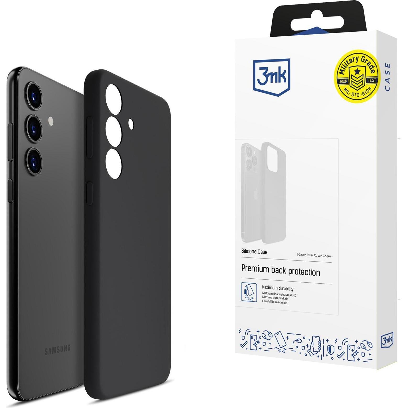 3MK Silikonhülle für Samsung Galaxy S24 (Samsung Galaxy S24+), Smartphone Hülle, Schwarz