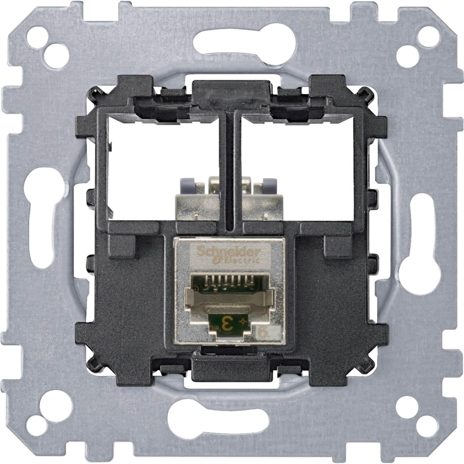 Merten, Steckdose, Tragplatte 1fach mit Anschlussmodul Schneider Electric - Actassi RJ45 Cat5e STP