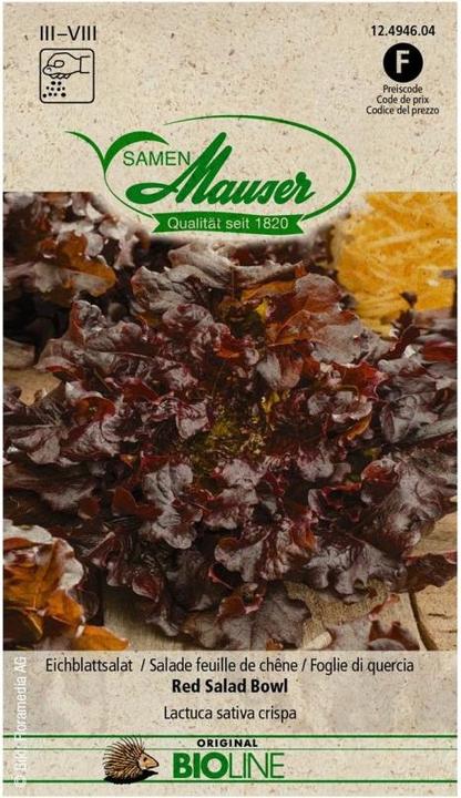 Produktbild Samen Mauser Bio Eichblattsalat Red Salad Bowl (Gemüsesamen)