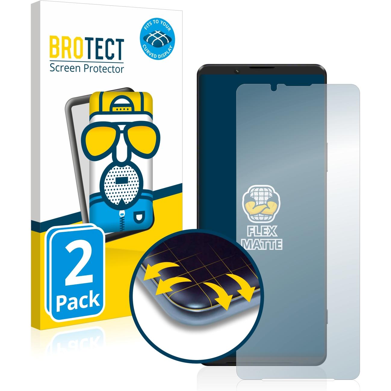 BROTECT Full-Cover Displayschutz Matt (2 Stück, Sony Xperia 1 III), Smartphone Schutzfolie, Grau