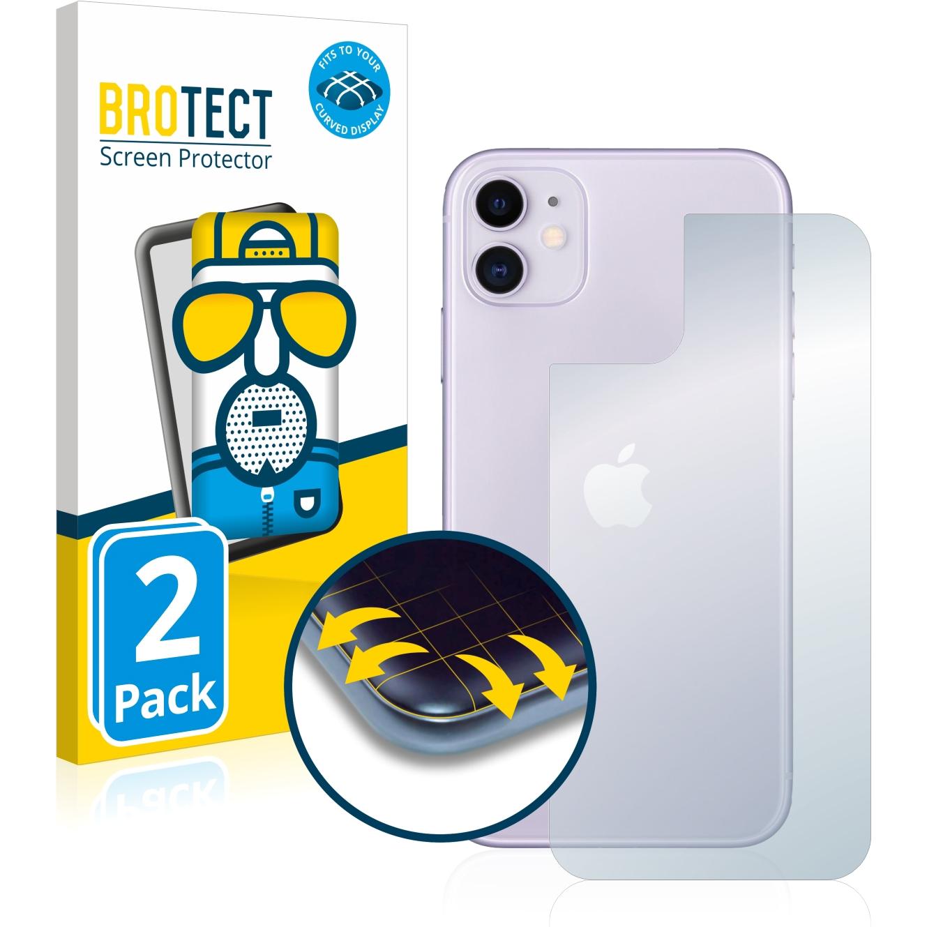 BROTECT Full-Cover Displayschutz Matt (2 Stück, Apple iPhone 11), Smartphone Schutzfolie, Grau