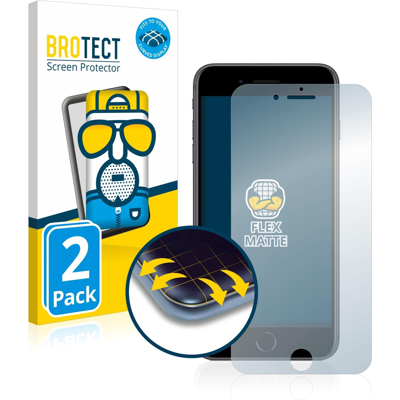 BROTECT Full-Cover Displayschutz Matt (2 Stück, Apple iPhone 8 Plus), Smartphone Schutzfolie, Grau