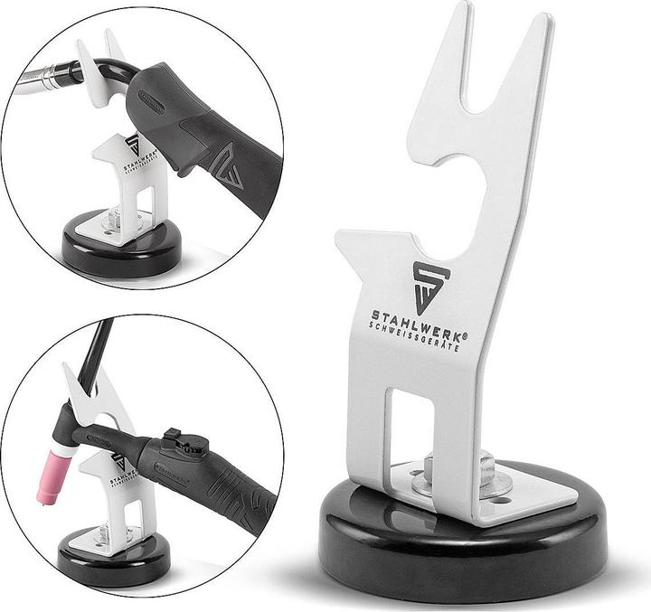Actual product image Stahlwerk Welding torch holder with magnetic stand white Wig Mig Plasma