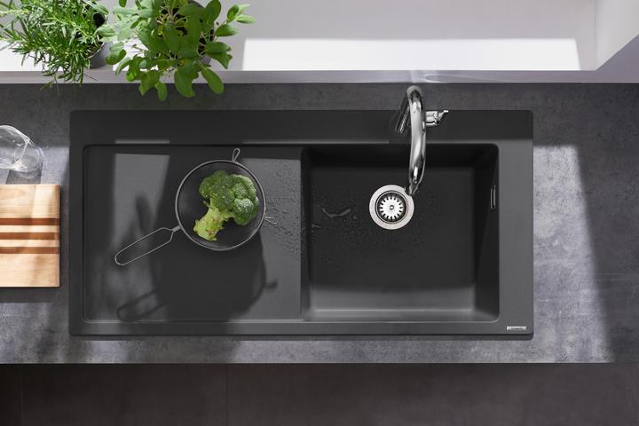 Actual product image hansgrohe HG Fitted sink 450 m dev. left S514-F450 Graphite black (Fitted sink, 51 cm, 105 cm)