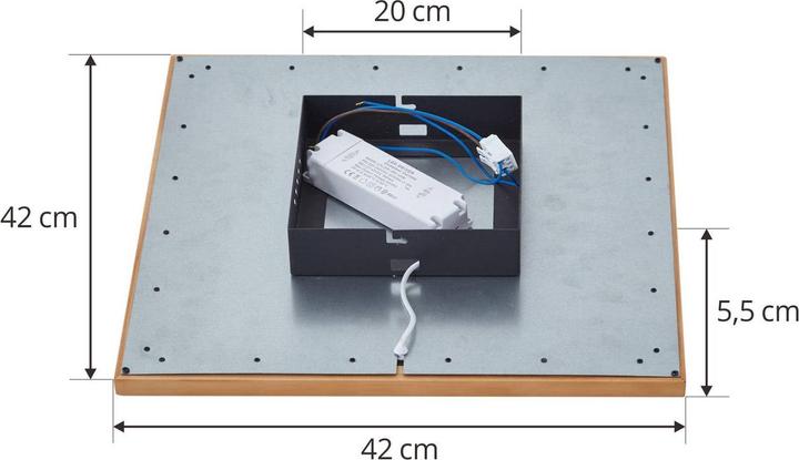 Actual product image Lucande Joren LED ceiling light angular wood 42 cm (1540 lm)