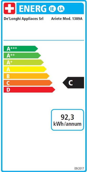 Energielabel Ariete 1389 Vintage koffiezetapparaat