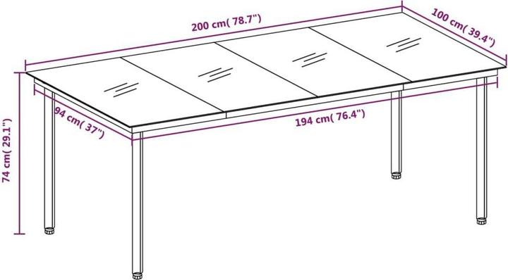 Image du produit vidaXL Garten-Essgruppe (200 x 100 x 74 cm)