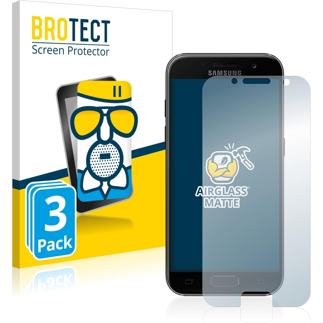 BROTECT AirGlass Panzerglasfolie Matt (3 Stück, Samsung Galaxy A3 (2017)), Smartphone Schutzfolie, Grau