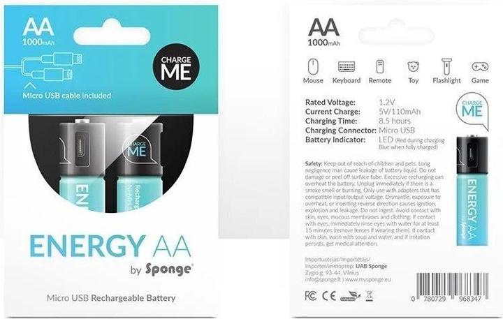 Image du produit Sponge Piles Energy AAA 450mAh (AAA / LR03 / Micro / R03 / AM4 / MN2400 / KR03, 450 mAh)