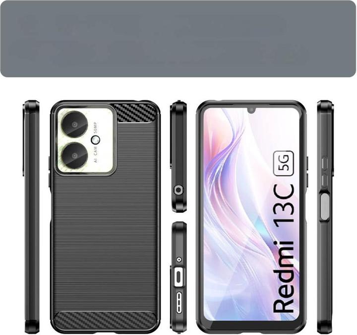 Actual product image Cover-Discount Xiaomi Poco C65 / Redmi 13C - Metal look case black (Xiaomi Poco C65, Xiaomi Redmi 13C)