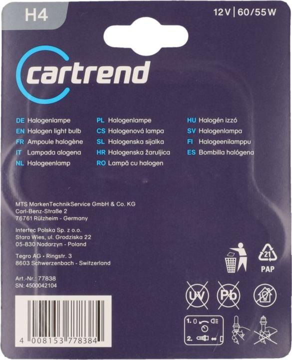 Image du produit Unitec Lampe halogène standard (H4)