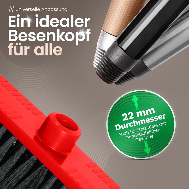 Produktbild Novaliv 2er Set Zimmerbesen 30 cm FEINE KUNSTBORSTEN Kehrbesen Rot Saalbesen - OHNE Stiel NUR Besenk (2 Stk.)