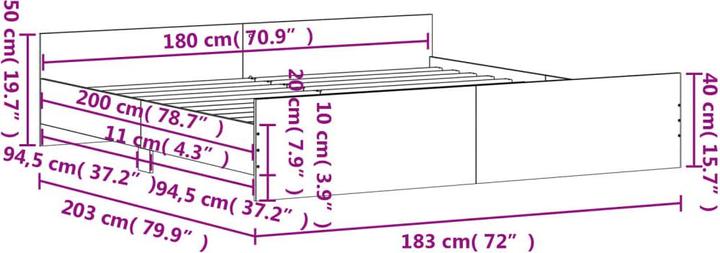 Produktbild vidaXL Bettgestell (180 x 200 cm)