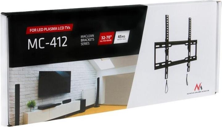 Actual product image Maclean TV mount max VESA 400x400 32-70 45kg Tilt adjustment +0°-10° MC-412 (Wall, 70", 45 kg)