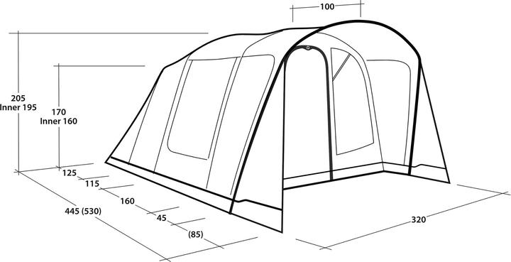 Actual product image Outwell - Monterey 5 Air - Blue - 5-person (Tunnel tent, 21.70 kg, 5 persons)