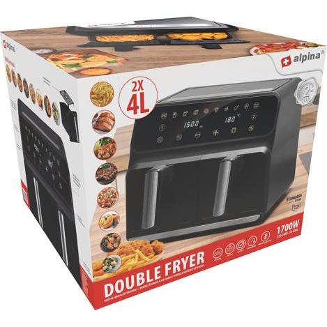 Thumbnail - alpina Double airfryer 8L 230V 1700W, Fritteuse, Schwarz