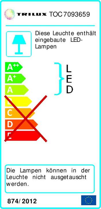 Energie-Label Trilux Bicult Act T COM TGCS 5500 ETDI 01 EU 50W 5500lm 2700K-6000K Schreibtischleuchte weiss Licht (5500 lm)
