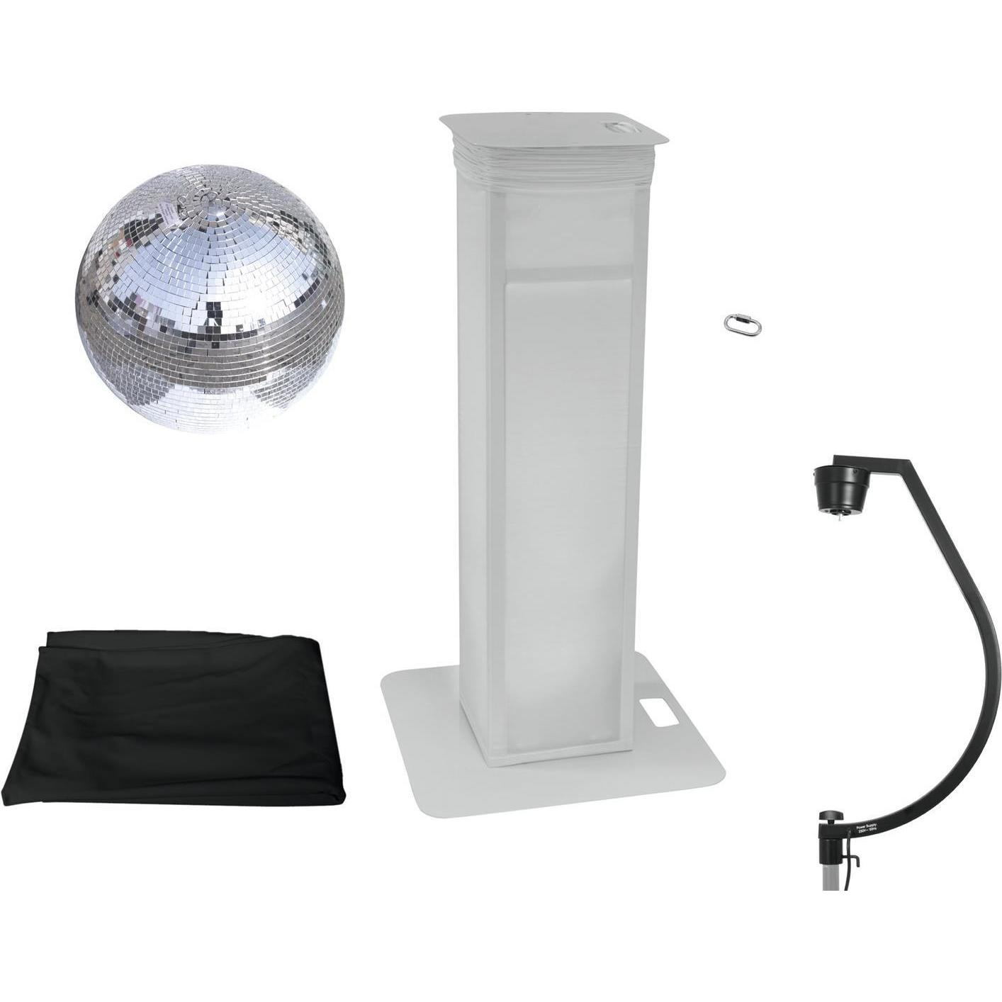 Eurolite Set Spiegelkugel 50cm mit Stage Stand variabel + Cover schwarz (50 cm), Spiegelkugel, Schwarz