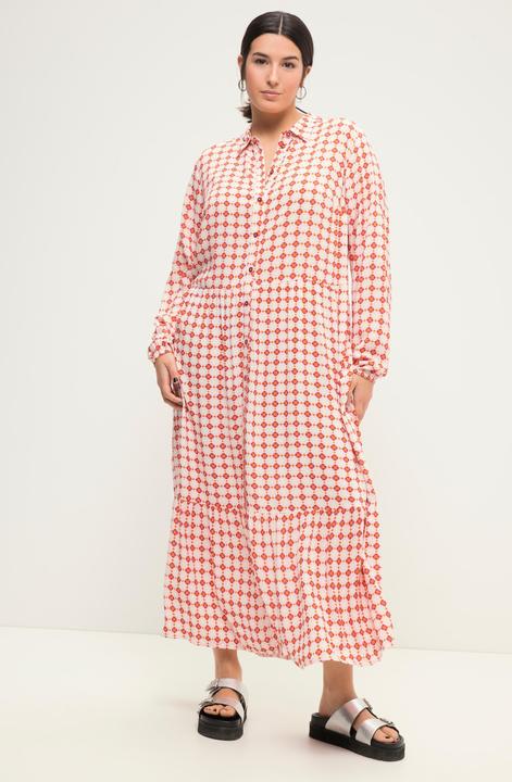 Produktbild Studio Untold Maxikleid, A-Line, Krawattenprint, Hemdkragen, Langarm (50, 52)