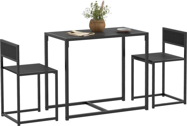 Homcom Essgruppe Metall, MDF Schwarz (Panneau de bois MDF)