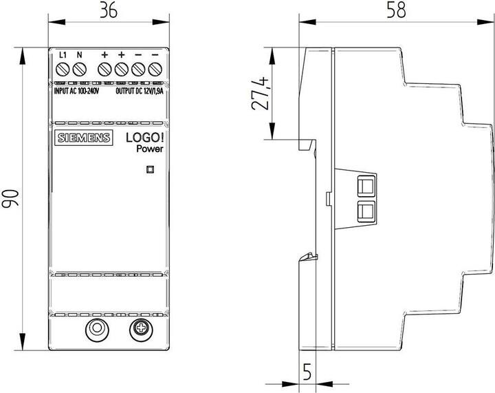 Immagine prodotto Siemens Unità di alimentazione su guida top-hat (guida DIN)