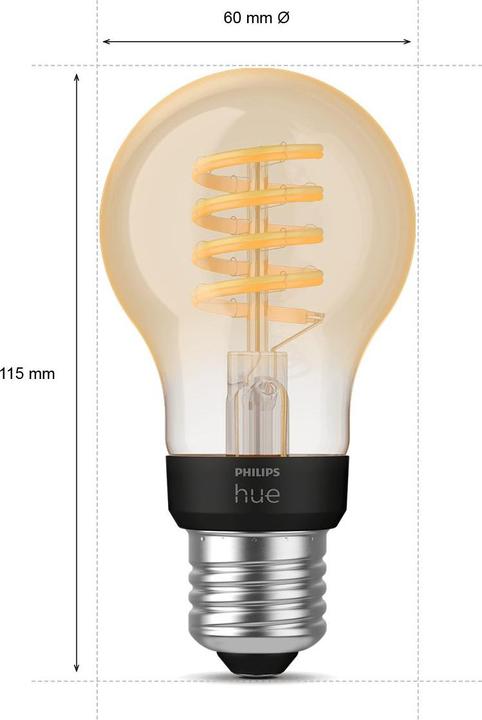 Actual product image Philips Hue E27 - Filament lamp (E27, 7 W, 550 lm, 3 x, G)