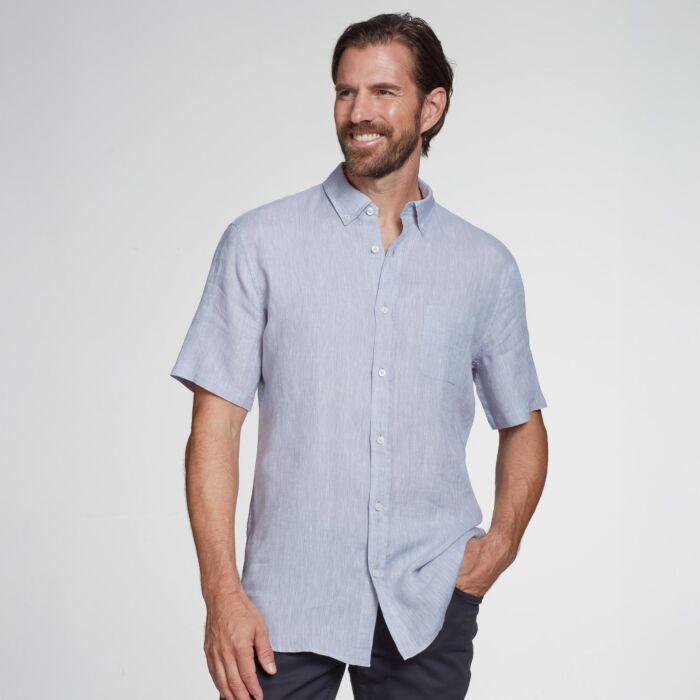 Immagine prodotto Artime Herren Kurzarm Leinenhemd mit Brusttasche (M)