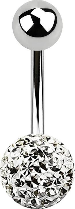 Actual product image Star Piercing Banana silver with ball and crystal ball silver epoxy protective layer (without brass, Surgical steel 316L)
