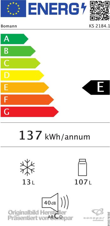Energy Label Bomann KS 2184 W (120 l)