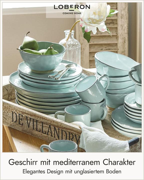 Actual product image Loberon Tableware Set of 30 Biarré turquoise (30 pcs.)