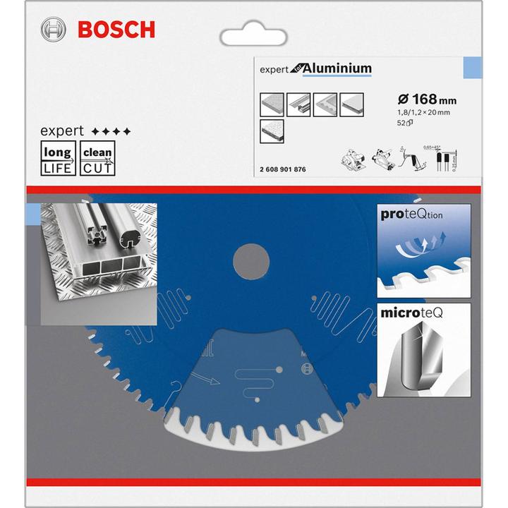 Productafbeelding Bosch Professional Zubehör Cirkelzaagblad Expert voor aluminium 168 x 20 x 1,8/1,2 mm, T52