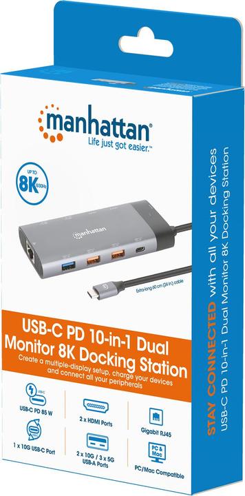 Actual product image Manhattan USB-C Hub (USB-C, 10 ports)