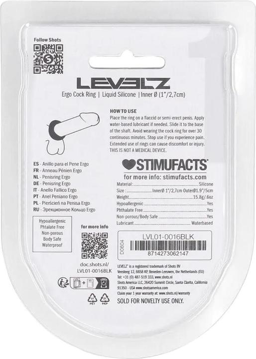 Produktbild Shots Ergo Liquid Silicone Cockring - Black (5 cm)
