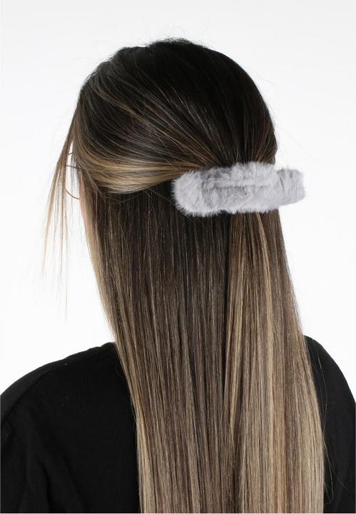 Actual product image Trisa Hair - Fake Fur Hairband & Hair Clip, grey