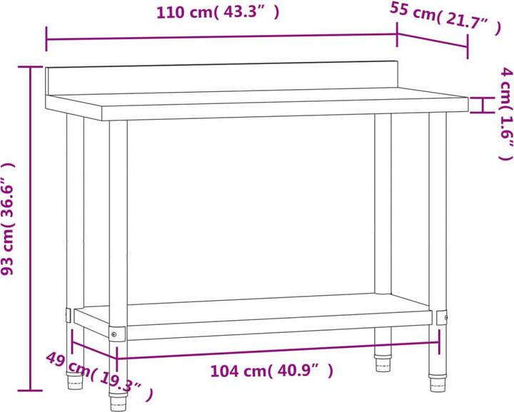 Image du produit vidaXL Küchentisch (55 cm, 110 cm)